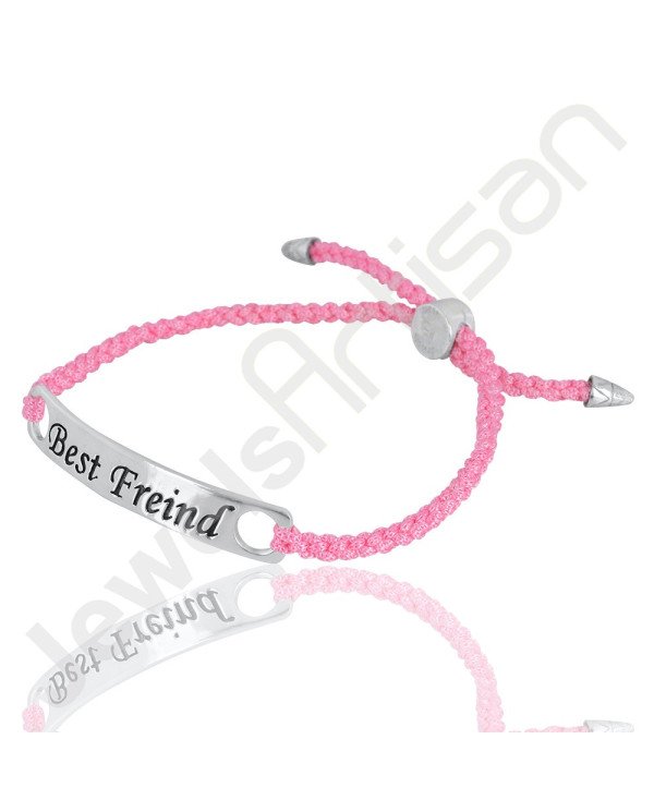 Pink glass Bracelet 925 Sterling Silver Bracelet Cord Bracelet Stylish Best Friend Bracelet