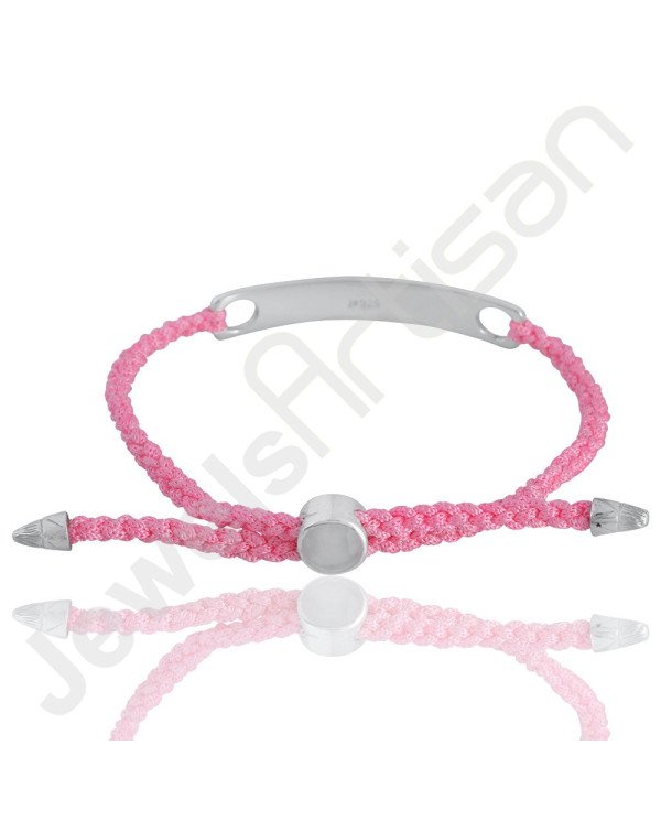 Pink glass Bracelet 925 Sterling Silver Bracelet Cord Bracelet Stylish Best Friend Bracelet