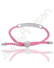 Pink glass Bracelet 925 Sterling Silver Bracelet Cord Bracelet Stylish Best Friend Bracelet