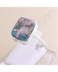 Sterling Silver Ring 12x14mm Turquoise Ring Silver Statement Ring Handmade Ring Natural Gemstone Ring