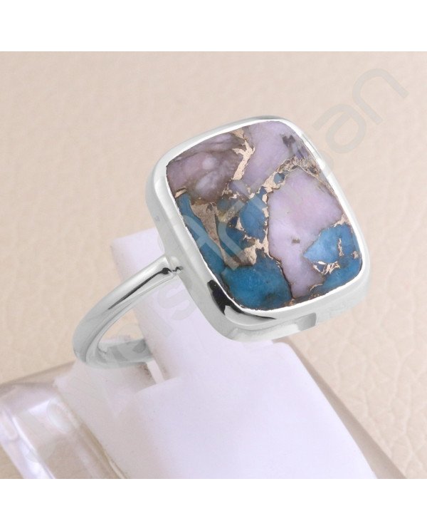 Sterling Silver Ring 12x14mm Turquoise Ring Silver Statement Ring Handmade Ring Natural Gemstone Ring