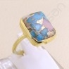 Gold Vermeil 925 Sterling Silver Ring 12x14mm Cushion Turquoise Ring Handmade Silver Statement Ring