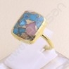 Gold Vermeil 925 Sterling Silver Ring 12x14mm Cushion Turquoise Ring Handmade Silver Statement Ring