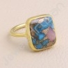 Gold Vermeil 925 Sterling Silver Ring 12x14mm Cushion Turquoise Ring Handmade Silver Statement Ring