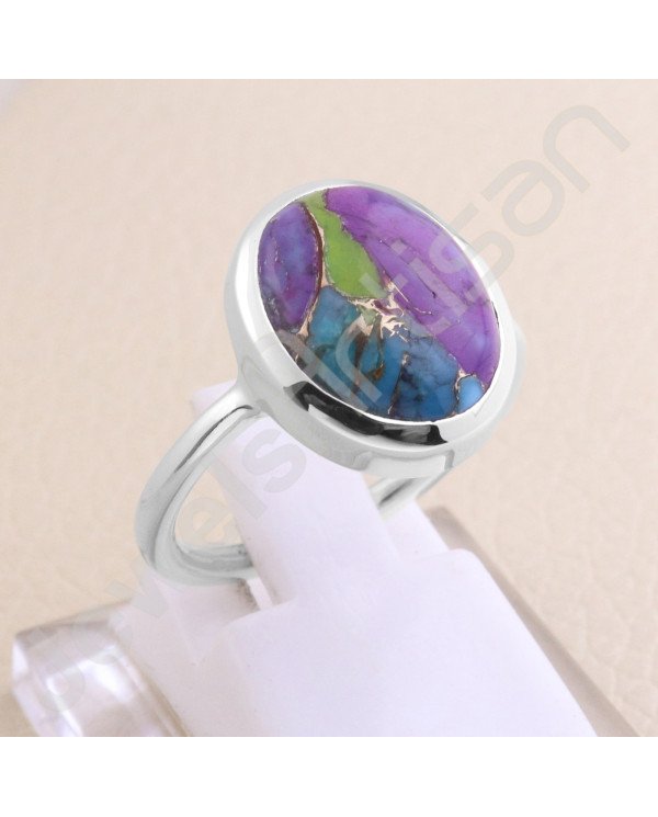 Turquoise Ring Sterling Silver Ring 11x13mm Oval Turquoise Ring Handcrafted Statement Ring Fashionable Silver Ring