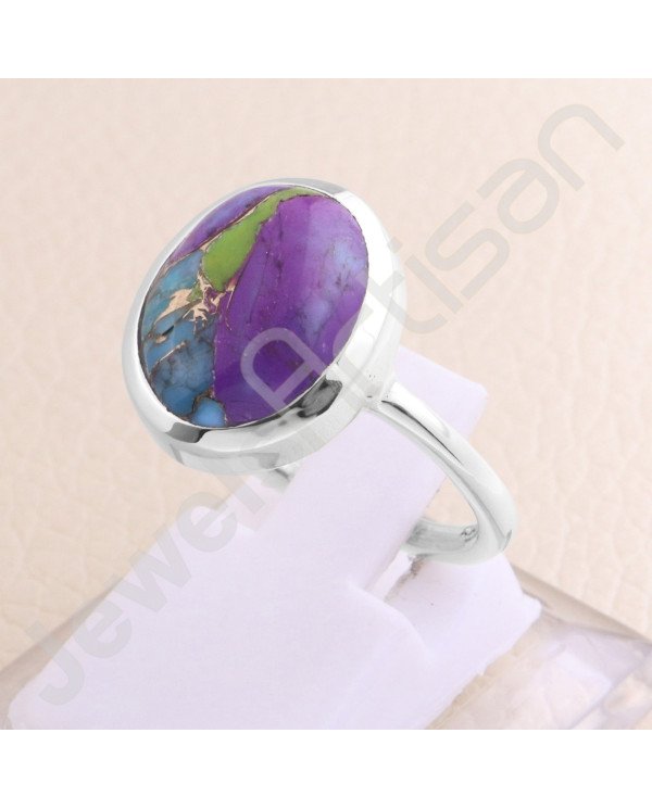 Turquoise Ring Sterling Silver Ring 11x13mm Oval Turquoise Ring Handcrafted Statement Ring Fashionable Silver Ring