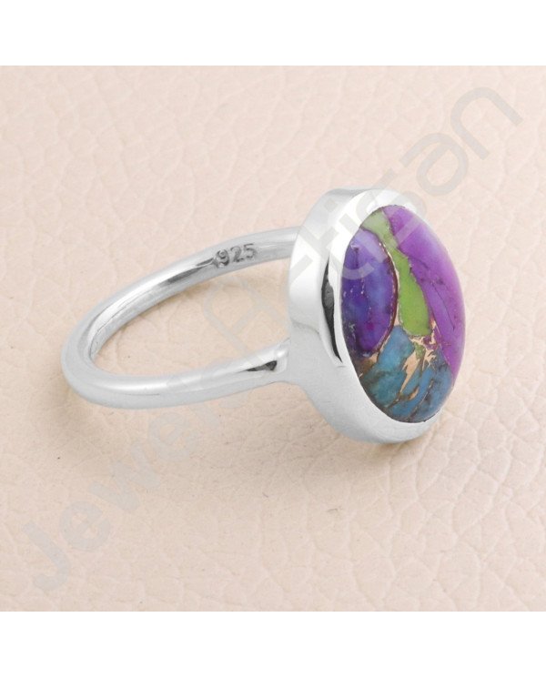 Turquoise Ring Sterling Silver Ring 11x13mm Oval Turquoise Ring Handcrafted Statement Ring Fashionable Silver Ring