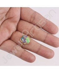 Gold Vermeil Ring 11x13mm Oval Turquoise Ring 925 Solid Silver Ring  Handcrafted Fashionable Ring Silver Statement Gemstone Ring