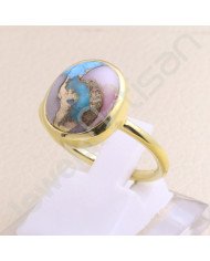 925 Solid Silver Ring Gold Vermeil Ring Silver Statement Ring Turquoise 11x13mm Gemstone Ring 1 Micron Gold Plated Ring