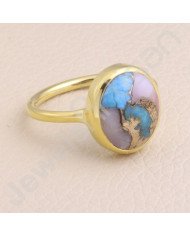 925 Solid Silver Ring Gold Vermeil Ring Silver Statement Ring Turquoise 11x13mm Gemstone Ring 1 Micron Gold Plated Ring