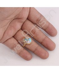 925 Solid Silver Ring Gold Vermeil Ring Silver Statement Ring Turquoise 11x13mm Gemstone Ring 1 Micron Gold Plated Ring
