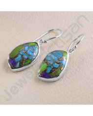 925 Sterling Silver Earring Turquoise Earring Dangle Drop Earring Handmade Earring Fancy Shape Turquoise Gemstone Earring