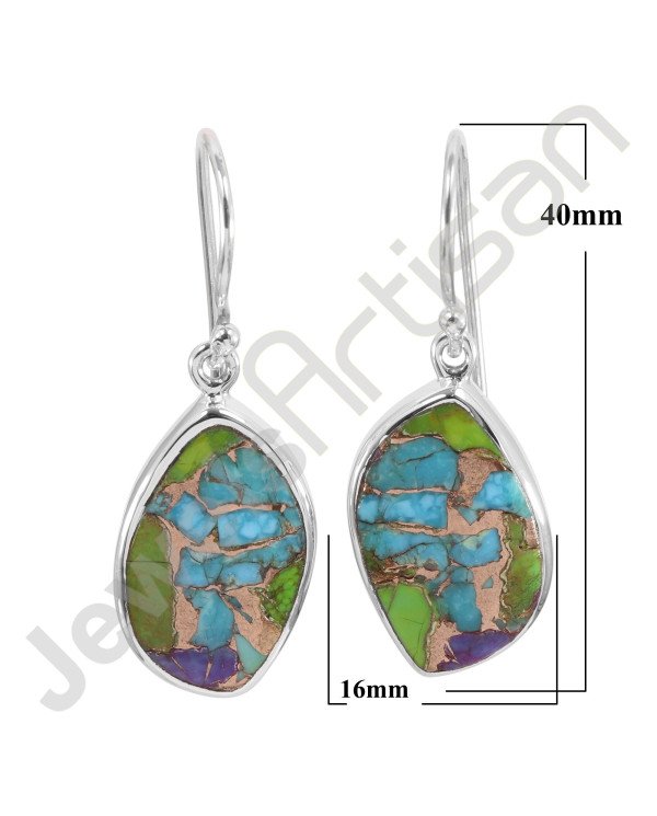925 Sterling Silver Earring Turquoise Earring Dangle Drop Earring Handmade Earring Fancy Shape Turquoise Gemstone Earring