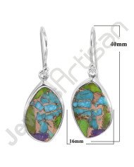 925 Sterling Silver Earring Turquoise Earring Dangle Drop Earring Handmade Earring Fancy Shape Turquoise Gemstone Earring
