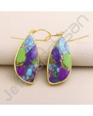 925 Solid Silver Earring Gold Vermeil Earring Fancy Shape Turquoise Earring Dangle Drop Earrings Handcrafted 925 Silver Earring