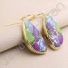 925 Solid Silver Earring Gold Vermeil Earring Fancy Shape Turquoise Earring Dangle Drop Earrings Handcrafted 925 Silver Earring