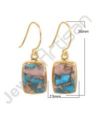 10x15mm Turquoise Earring 1 Micron Gold Plated Earring 925 Solid Silver Earring Gold Vermeil Earring Handcrafted Earring Jewelry