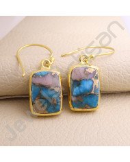 10x15mm Turquoise Earring 1 Micron Gold Plated Earring 925 Solid Silver Earring Gold Vermeil Earring Handcrafted Earring Jewelry