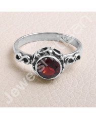 Garnet Ring 925 Sterling Silver Ring Handcrafted Silver Ring Garnet Round 7x7mm Solitaire Gemstone Ring