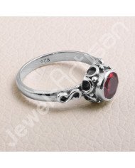Garnet Ring 925 Sterling Silver Ring Handcrafted Silver Ring Garnet Round 7x7mm Solitaire Gemstone Ring
