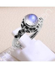 925 Sterling Silver Ring Rainbow Moonstone Ring Handcrafted Silver Ring 7x7mm Round Rainbow Moonstone Solitaire Silver Ring