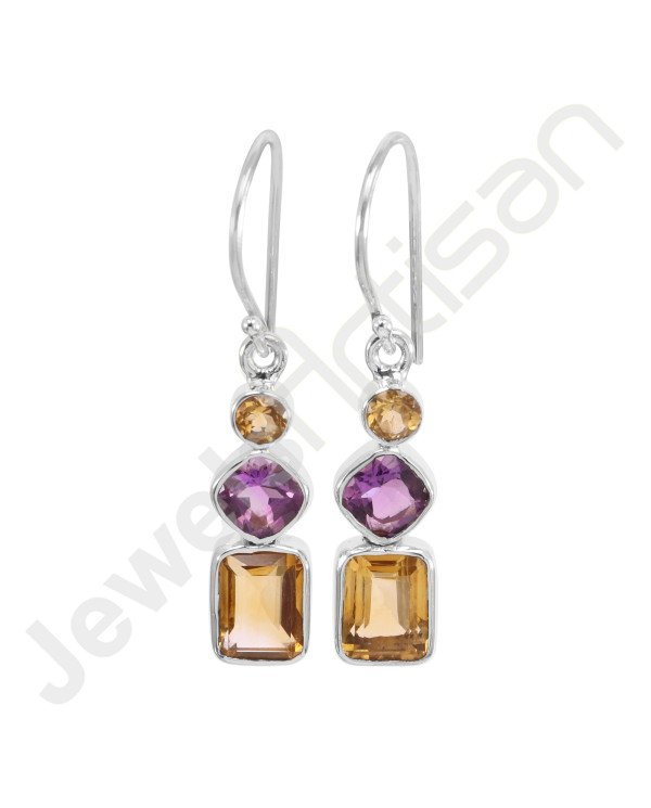Citrine earring Amethyst earring 925 sterling silver handmade earring.