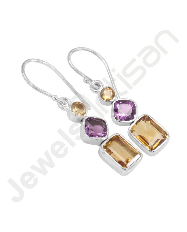 Citrine earring Amethyst earring 925 sterling silver handmade earring.