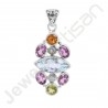Sky Blue Topaz Pendant Citrine Pendant 925 Sterling Silver Pendant Multi Gemstone 8x16mm Blue Topaz Handcrafted Silver Pendant