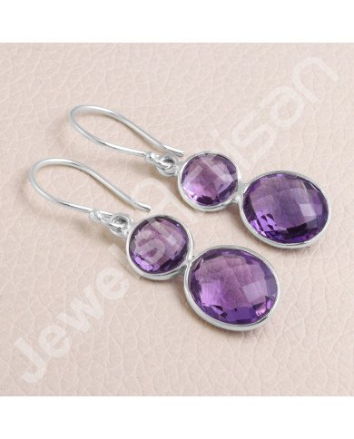 Amethyst Earring 925 Sterling Silver Earring Handcrafted Earring Oval Purple Amethyst 10x12mm Gemstone Bezel Set Earring