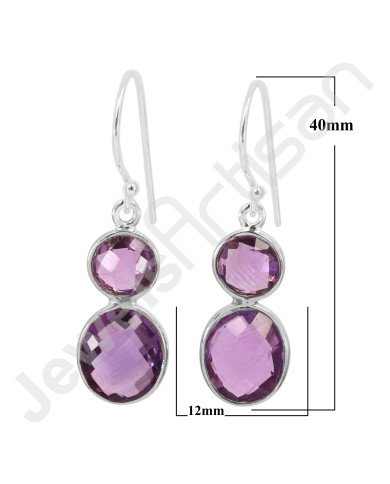 Amethyst Earring 925 Sterling Silver Earring Handcrafted Earring Oval Purple Amethyst 10x12mm Gemstone Bezel Set Earring