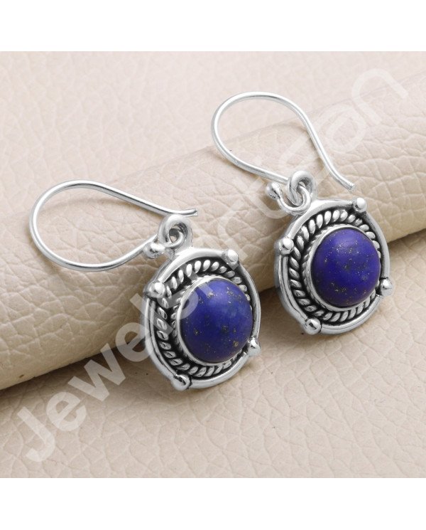 Lapis Lazuli Earring 925 Sterling Silver Earring Handmade Earring Ear Wired 8x8mm Lapis lazuli Round Gemstone Designer Earring