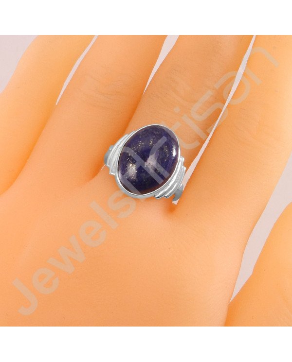 Lapis Lazuli Ring 925 Sterling Silver Ring Solitaire Gemstone Ring 10x14mm Oval Natural Lapis Lazuli Gemstone Handcrafted Ring