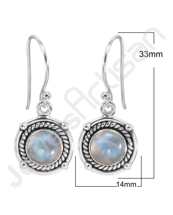 Rainbow Moonstone Earrings 925 Sterling Silver Earring Ear Wired Earring 8x8mm Round Gemstone Designer Handcrafted Earring