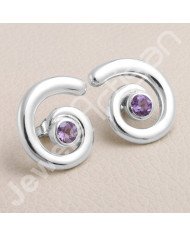 Natural Amethyst Gemstone Studs 925 Sterling Silver Studs Handcrafted Studs 5x5mm Round Gemstone Solitaire Fashionable Studs