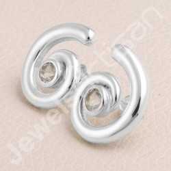 Green Amethyst Gemstone Studs 925 Sterling Silver Studs Handcrafted Studs 5x5mm Round Gemstone Solitaire Fashionable Studs