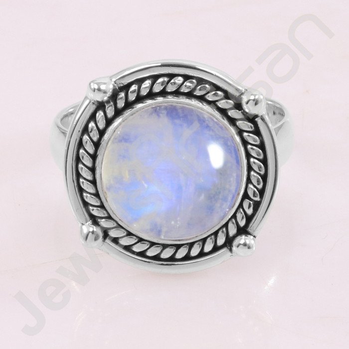 Rainbow Moonstone 925 Sterling Silver Handcrafted Ring