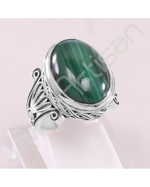 Malachite Ring 925 Sterling Silver Ring Handcrafted Silver Ring Oval 13x18mm Malachite Statement Silver Cocktail Ring