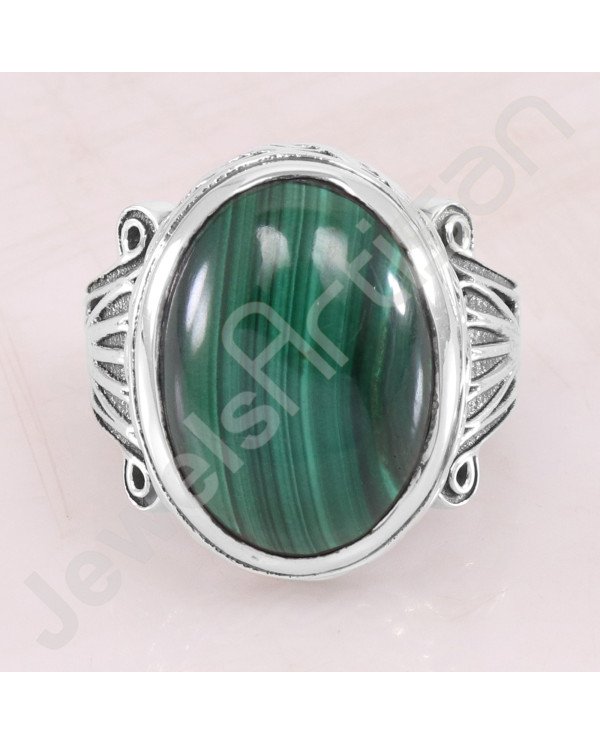 Malachite Ring 925 Sterling Silver Ring Handcrafted Silver Ring Oval 13x18mm Malachite Statement Silver Cocktail Ring