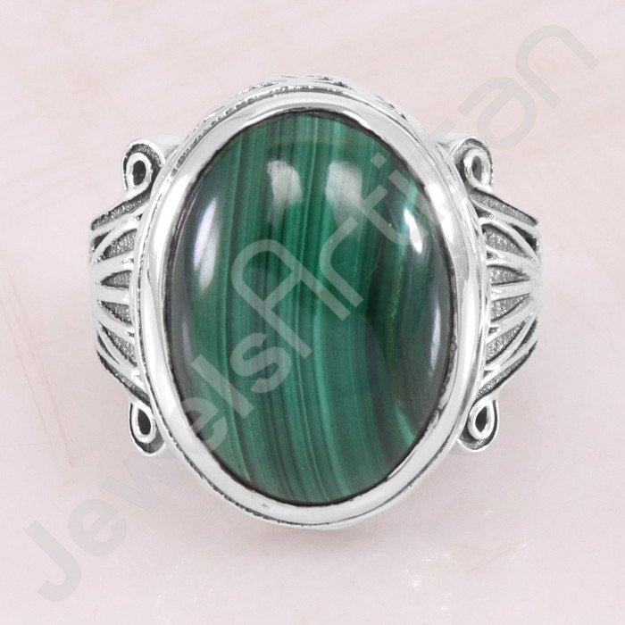 Malachite gem ring 925 sterling silver ring handcrafted silver ring.