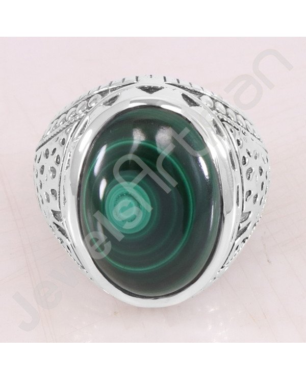 925 Sterling Silver Ring Malachite Ring Solitaire Silver Ring Oval 13x18mm Handmade Statement Silver Designer Ring