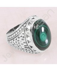 925 Sterling Silver Ring Malachite Ring Solitaire Silver Ring Oval 13x18mm Handmade Statement Silver Designer Ring
