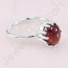 Handcrafted Silver Ring Hessonite Garnet Ring 925 Sterling Silver Ring 8x10mm Oval Hessonite Solitaire Silver Ring