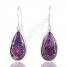 Purple Turquoise Earring Ear-Wired Earring 925 Sterling Silver Earring 13x25mm Pear Turquoise Dangle Drop Handmade Earring