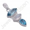 Sky Blue Topaz Pendant Rainbow Moonstone Pendant 925 Sterling Silver Pendant 6x12mm Marquise Multi-Gemstone Handmade Pendant