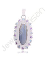 Labradorite Pendant Amethyst Pendant 925 Sterling Silver Pendant Fancy Shape Labradorite Gemstone Handmade Pendant