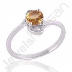 Citrine Gemstone 925 Solid Sterling Silver Solitaire Ring