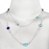Arizona Turquoise Necklace Blue Topaz Necklace 925 Sterling Silver Necklace 10x10mm Round Multi-Gemstone Chain Necklace for Her