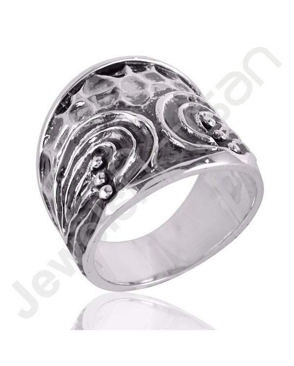 Oxidized Silver Ring 925 Sterling Silver Ring Textured Ring Handmade Traditional Pattern Carved Unisex Designer Ring