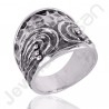 Oxidized Silver Ring 925 Sterling Silver Ring Textured Ring Handmade Traditional Pattern Carved Unisex Designer Ring