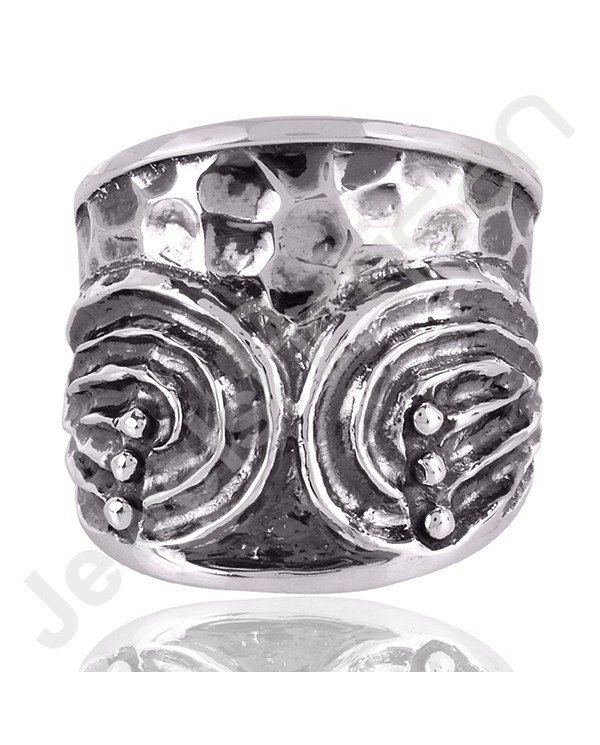Oxidized Silver Ring 925 Sterling Silver Ring Textured Ring Handmade Traditional Pattern Carved Unisex Designer Ring